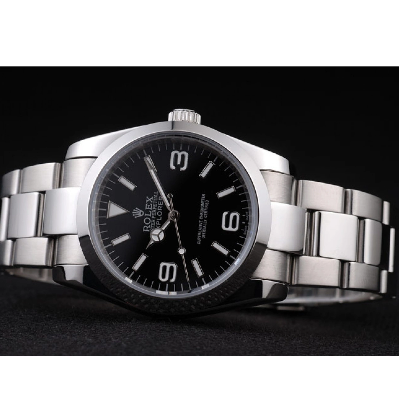 Good Copy Rolex Watches Dial Stainless Polished Black Steel 98087 Rolex Explorer 0607